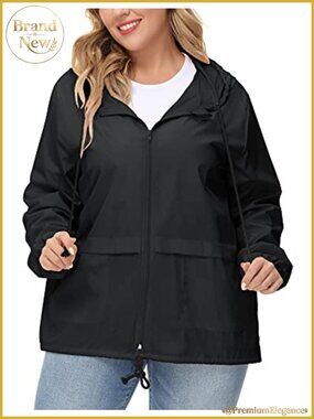 Plus Size Waterproof Raincoat Packable Hooded Windbreaker Outdoor Jacket